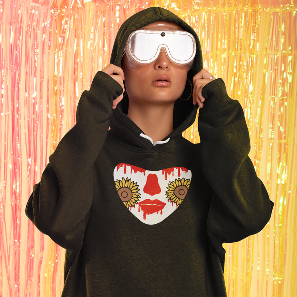 White Sunflower Mask American Apparel Hoodie | SunflowerStalk.com