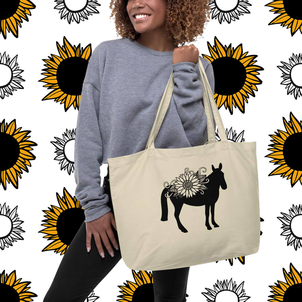 Horse Sunflower Organic Tote Bag